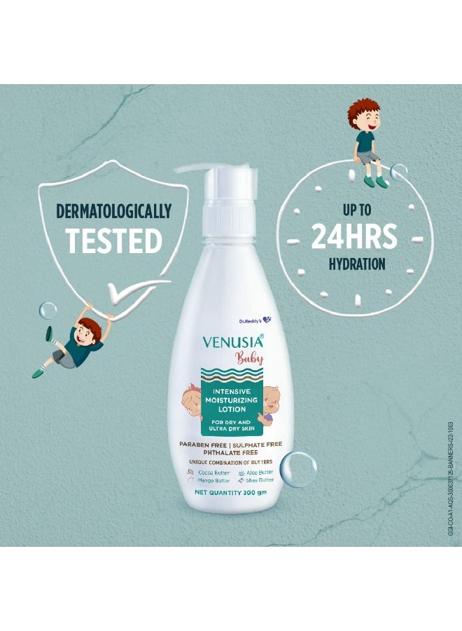 VENUSIA Dr. Reddy's Venusia Baby Intensive Moisturizing Lotion | Safe, Hydrating and Gentle | Goodness of Shea, Aloe, Cocoa and Mango Butter | Soothes Baby Skin | 300g (Pack of 6) - Image 3